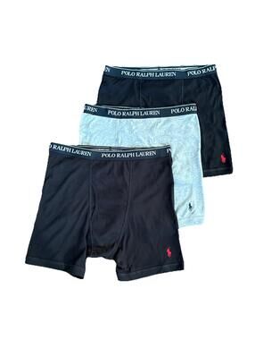 SET OF 3 Polo Ralph Lauren Classic Fit L Cotton Boxer Briefs Black